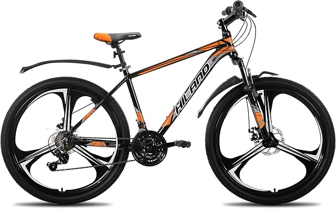 HILAND 26" MTB Mountain Bike for Men Women Adults, 18-Speed, Disc Brake, Lightweight Aluminum Frame, 3/6 Spoke Wheel