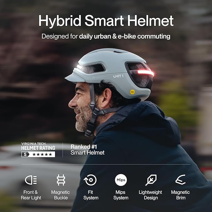 AURA Smart E-Bike Helmet with MIPS Safety, NTA-8776 Certified for 28mph, Integrated 500 Lumen LED Lights, Crash Detection, Turn Signals and Automatic Brake Light