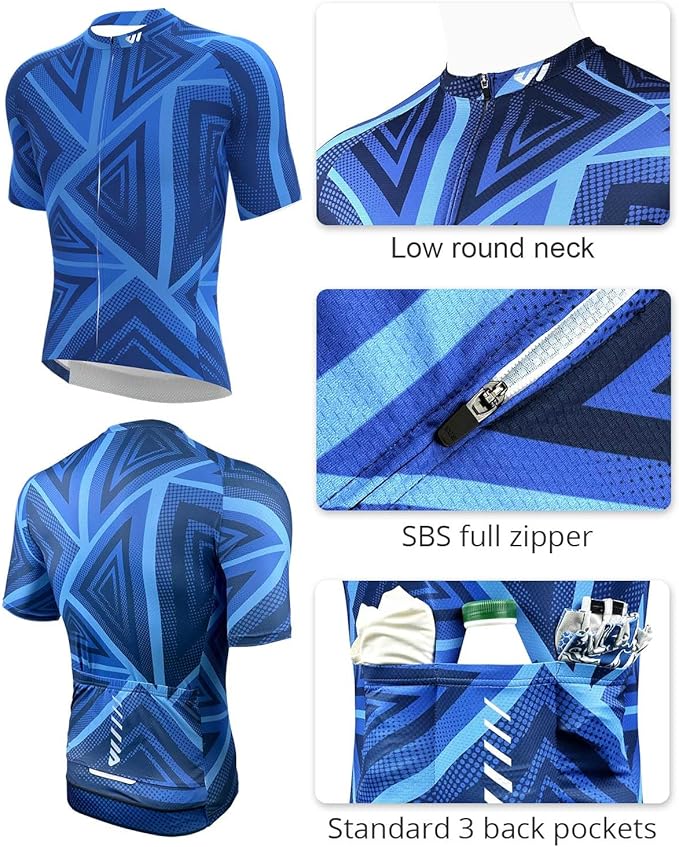 Wulibike Men's Cycling Jerseys Short Sleeve Bike Biking Shirts Full Zip with Pockets Road Bicycle Clothing