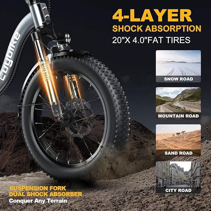 Folding Electric Bike for Adults and Seniors, 1000W Motor 48V 20AH Battery 30MPH 80 Miles, 20" Fat Tire All Terrain Ebike, 7-Speed Commuter E Bike, Step-Thru Electric Bicycle for Women and Teens
