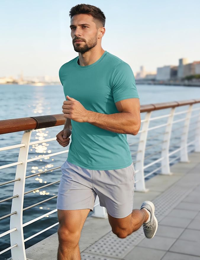 MAGCOMSEN Men's Short Sleeve UPF 50+ T-Shirt Quick Dry Workout Athletic Running Swim Tops Tee Rash Guard Performance Shirts