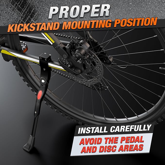 Adjustable Bike Kickstand for Adult Bike – Fits 22" 24" 26" Wheels, Aluminum Alloy, Easy to Install, Non-Slip Foot for Stability on Mountain, Road, Hybrid, Commuter Bikes, Daily & Long-Distance Rides