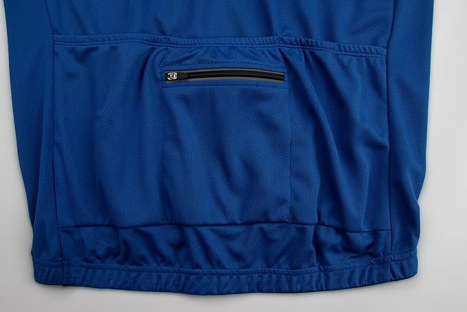 Men's Cycling Jersey Short Sleeves Bike Jersey 1/3 Zipper Solid Color Club Fit, Biking Cycling Shirt Zipper Pocket