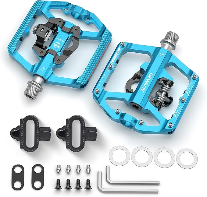 Mountain Bike Pedals with Reflector- Dual Function Plat & Clipless Pedals, Bicycle Pedal 9/16”Compatible with SPD - 3 Sealed Bearings Bicycle Platform Mountain Pedals