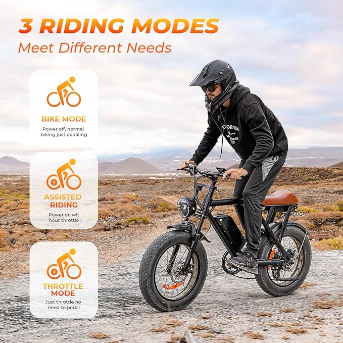 RKJ Electric Bike for Adults, 2200W, 35MPH, 75 Miles, 48V 15.6AH Removable Battery, 7-Speed, 3 Modes, Full Suspension, Dual Disc Brakes, 20" All-Terrain Fat Tires, UL 2849 Certified E Bike
