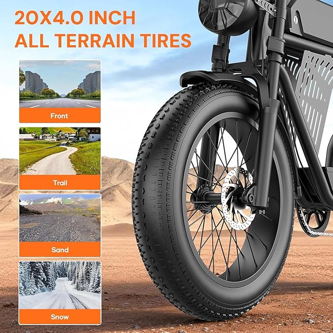 Electric Bike for Adults, 20" Fat Tire Electric Dirt Bike with 2500W Peak Motor, 32MPH, 100 Miles Range, 7 Speed Off-Road Ebike with NFC & Password Unlock, 48V 20AH Removable Battery, Commuter Ebike
