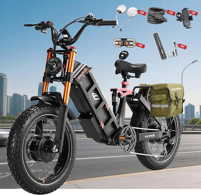 eAhora Juliet Pro 2/Juliet 2/Juliet Electric Bike for Adults 43Mph Peak 5400W/1700W/1200W Dual Motor Ebike 60V-52V 70Ah-60Ah 200+Miles Long Range Fat Tire Full Suspension Mountain Bike, E Bike