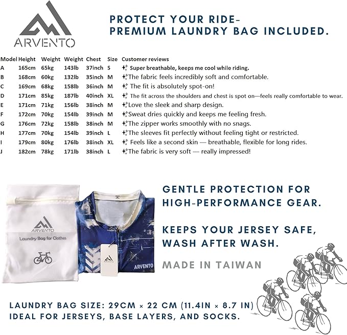 ARVENTO Unisex Cycling Jersey – Performance Fit, Breathable & Quick-Dry Short-Sleeve Road Jersey, 3 Rear Pockets
