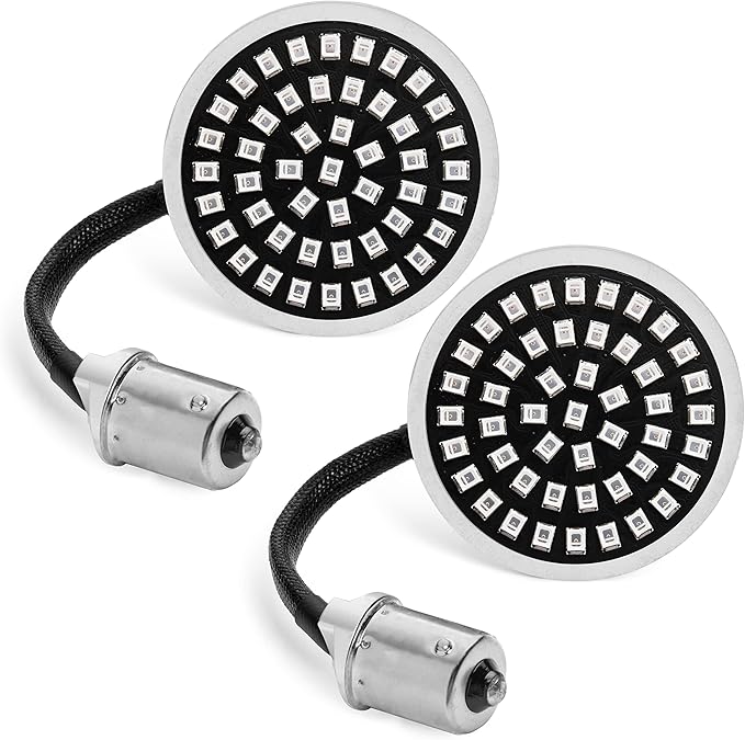 Rogue Rider Industries - Rear Motorcycle LED Turn Signals ONLY (1156) - BLACK LABEL SPECIAL EDITION - Flashing Red LED Turn Signal Lights - 1156 Rear Replacement Lights for HARLEY DAVIDSON SigZ