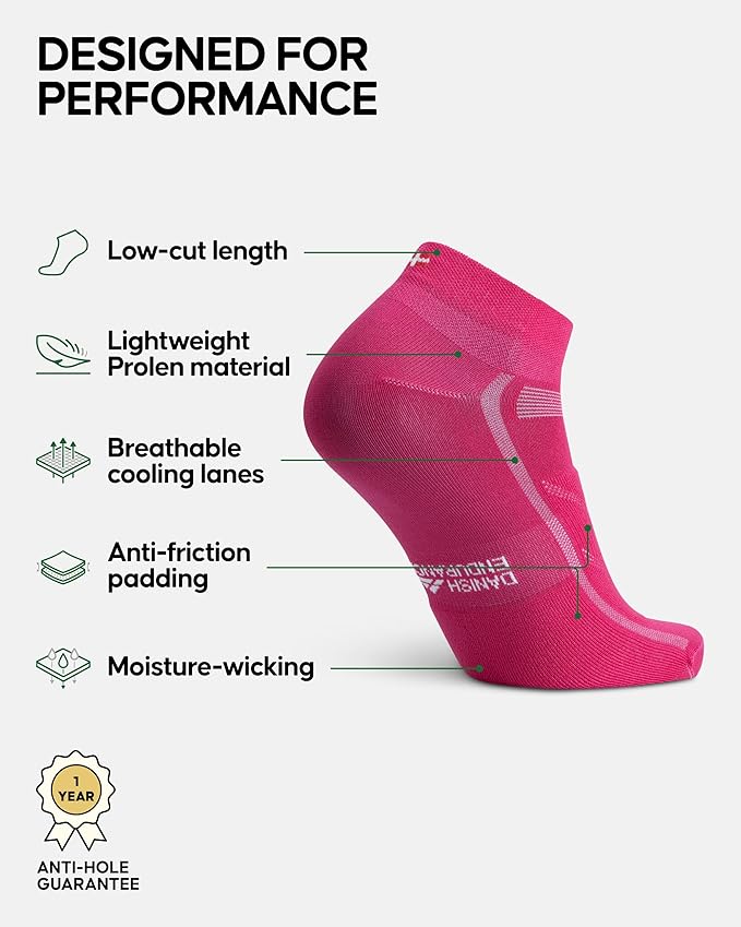 DANISH ENDURANCE Cycling Socks, Ankle Length, Breathable, Cushioned, Biking Socks for Men & Women, 3 Pack