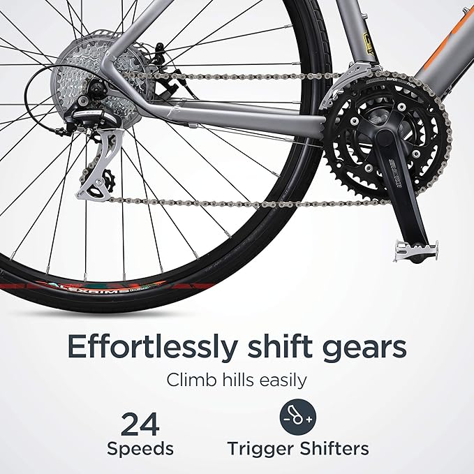 Schwinn Vantage Men and Women Adult Sport Hybrid Bike, 21 or 24 Speed Drivetrain, Aluminum Frame, Flat Bar, Disc Brakes, Smooth Ride Technology