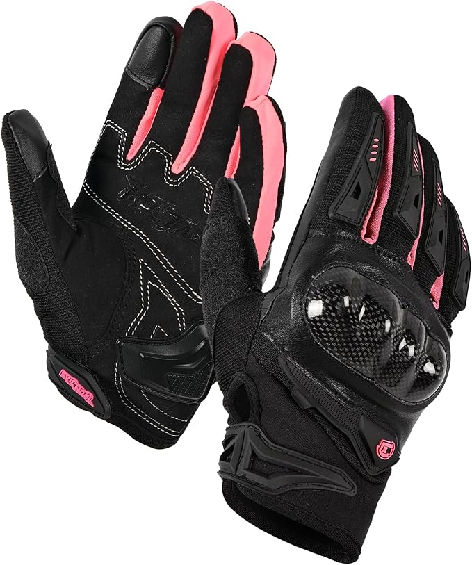 IRON JIA'S Motorcycle Gloves for Men and Women, Summer Touchscreen Riding Gloves with Carbon Fiber Protection for Road Racing, Dirt Bike, BMX, ATV L