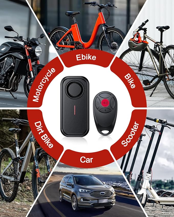 ONVIAN Car Alarm System, Ultra-Loud 113db Bike Alarm with Remote, IP66 Waterproof Anti Theft Car Device Vibration Motion Sensor, Bike Accessories for Motorcycle Moped Scooter Doors Window