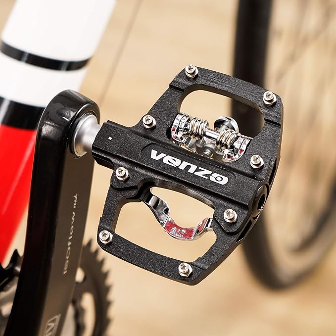 Venzo Multi-Use Compatible with Shimano SPD Mountain Bike Bicycle Sealed Clipless Pedals - Dual Platform Multi-Purpose - Great for Touring, Road, Trekking Bikes - Size: 85 x 80 mm = 3.3 x 3.1 inch