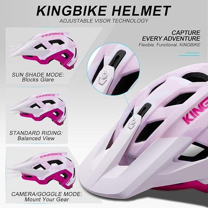 KINGBIKE NTA-8776 Mountain Bike Helmet Professional Ebike Helmets with 3-Level Adjustable Visor & Camera Mount E-MTB Helmet for Adults Men Women Youth E-Bike Safety Certified