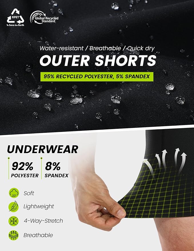 Nepest Men's Mountain Bike Shorts 4D Padded Cycling Bicycle Biker Riding Loose-fit Gel Padding MTB Shorts Zipper Pockets