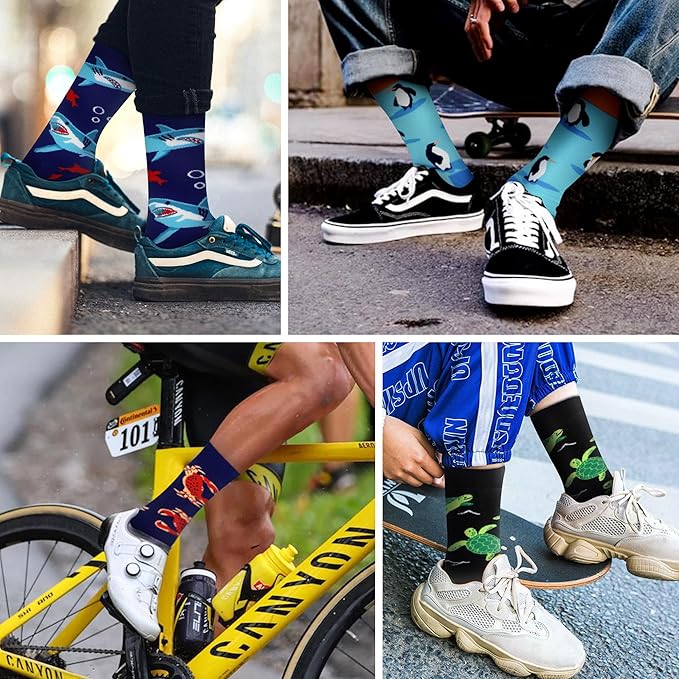 WeciBor Men's Dress Funny Crazy Colorful Novelty Combed Cotton Crew Socks 12 Pack - Size 7-10/10-13/13-15