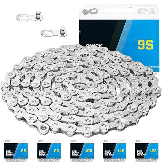 6/7/8/9/10/11/12 Speed Bike Chain – High-Strength, Durable & Smooth-Shifting for Road/Mountain Bikes (9-Speed)