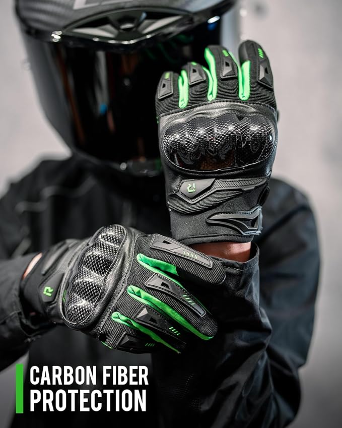 IRON JIA'S Motorcycle Gloves for Men and Women, Summer Touchscreen Riding Gloves with Carbon Fiber Protection for Road Racing, Dirt Bike, BMX, ATV M
