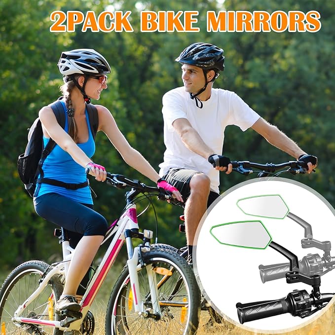 Hestya 1 Pair Handlebar Bike Mirror 360° Rotatable and Adjustable Universal Fit Rearview Bicycle Mirrors Glass Lens Safe Cycling Accessories for Scooter, E-bikes, Mountain Bikes, Road Bicycles