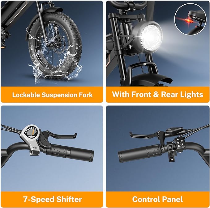 Electric Bike for Adults Teens,3000W/2000W Peak,20"/16" Fat Tire Off Road Dirt Ebike,80/55 Miles LongRanger,32/28 MPH E Bike Bicycles, Fat Tire All Terrain E-Bike,E Bike for Hunting,YR20 with Footrest