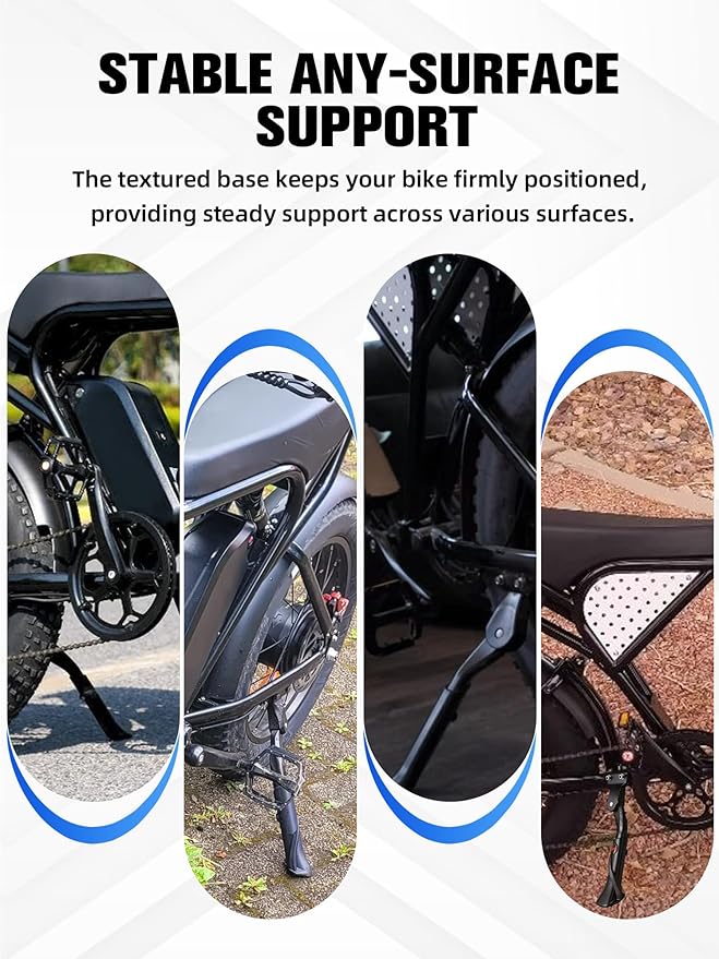 EBike Kickstand CNC Compatible Fit for Ridstar Q20/Q20 Pro Lite Super 73 S2/RX, Non-slip Electric Dirt Bike Kick Side Stand Adjusts from 12.4" to 14.6" (314-370mm)