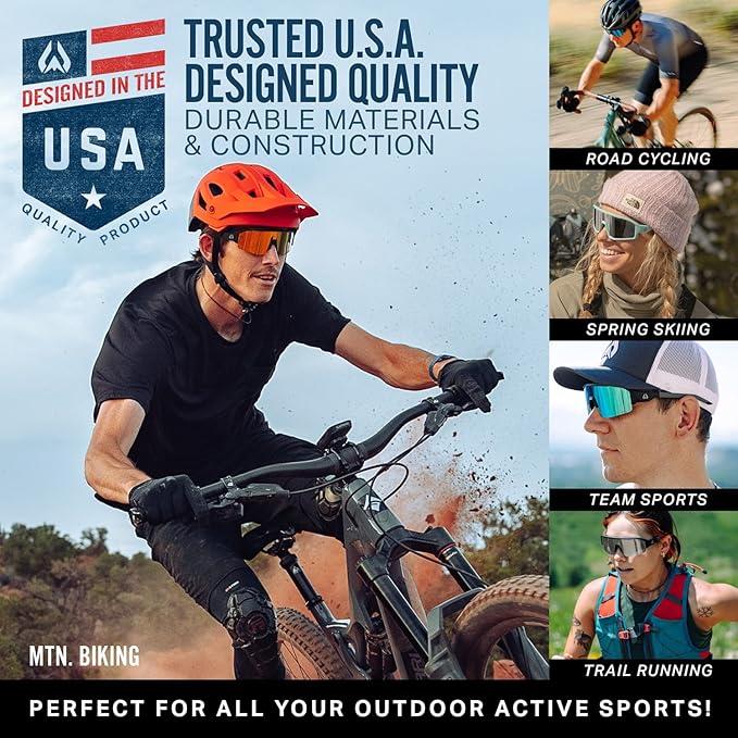 Wildhorn Radke MTB Cycling Glasses, UV400 Sports Ski Running Sunglasses for Women & Men, Baseball Glasses w/3 Swap Lenses