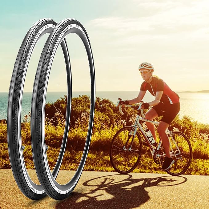 1 or 2 Pack 700X23C/25C/28C/35C Road Bike Tires with or Without 2 Inner Tubes Presta Valve and 2 levers for City Commuter Road Pavement Garden Trail Bike Tires