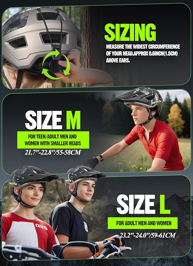 Mountain Bike Helmet for Adults & Youth Lightweight Impact-Resistant with Adjustable Dial & Removable Visor Unisex Helmet for Mountain Biking Bicycle Clcying