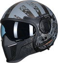 TRIANGLE Full Face Motorcycle Helmets,Off-Road Motocross Helmet for Men & Women,Dual Visor with Internal Tinted Sunshield,Open Face 3/4 Adult Racing Helmet DOT Approved(M)