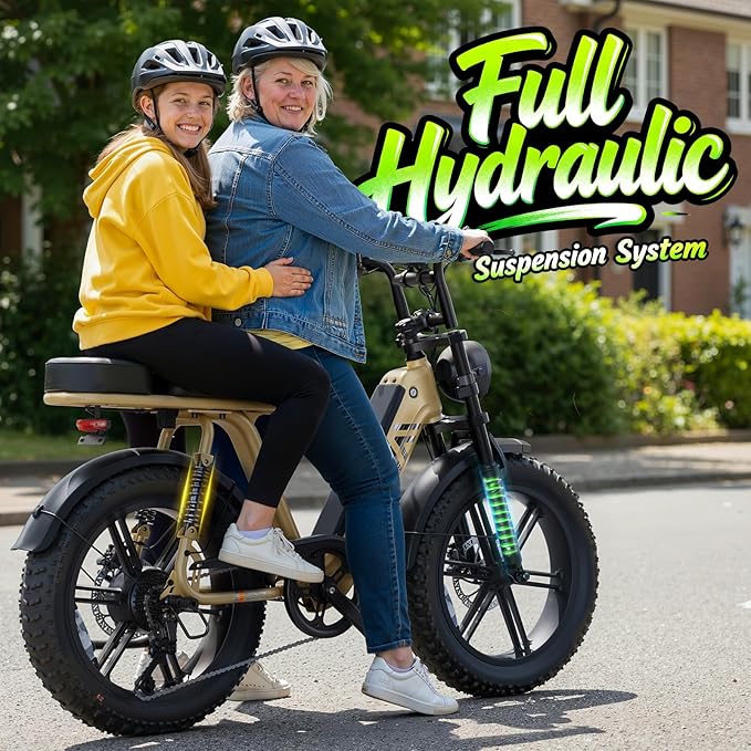 TST Electric Bike for Adults, 1500W Peak Motor Ebike with 48V 15Ah Built-in Battery, 60 Miles Range 28 MPH Electric Bike, 20" Fat Tire E Bike with 7 Speed