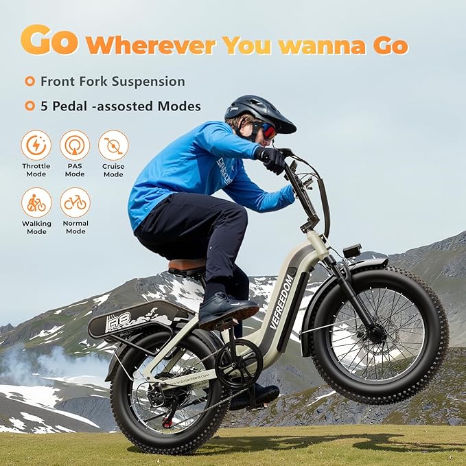 EUY Electric Bike for Adults with Peak 1500W Motor, 48V 20Ah Removable Battery Fast Ebike,Max 70Miles & 30MPH,20" x4.0 Fat Tire Commuting Electric Mountain Bike,7-Speed, Step-Thru Bicycle