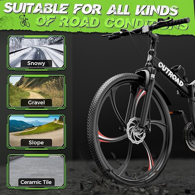 26 Inch Adult Folding Bikes/Mountain Bikes, 21 Speeds Mountain Bicycles with Full Suspension, Dual Disc Brake, High Carbon Steel Frame, Foldable Bike for Men/Women/Teen, Multiple Colors