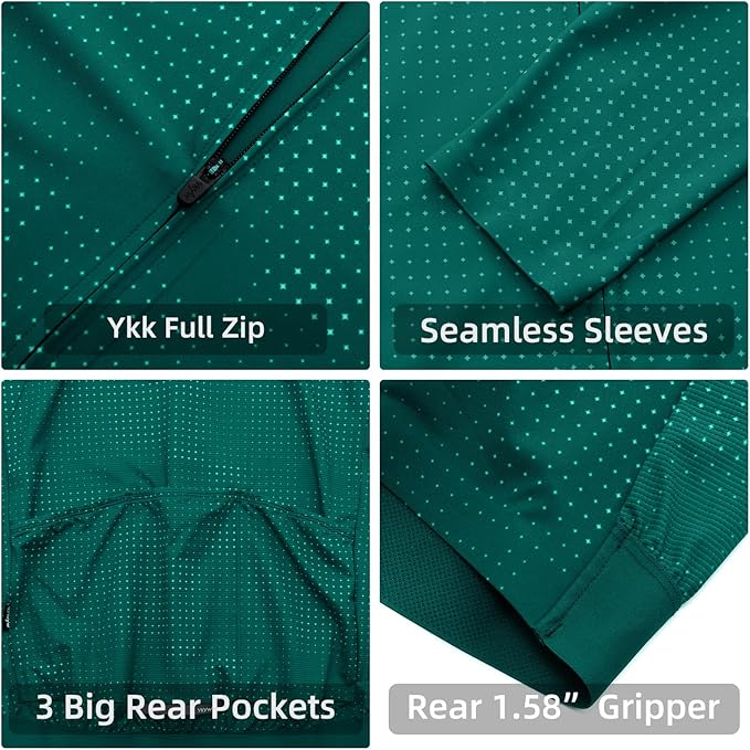 YKYWBIKE Cycling Jersey Men Long Sleeves Bike Jersey with Pockets Breathable MTB Biker Shirts Biking Shirts for Men Cycling