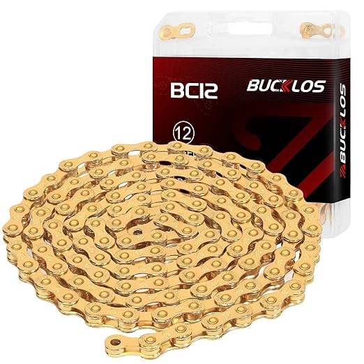 BUCKLOS 6/7/8/9/10/11/12 Speed Bike Chain, High Performance Lightweight Bicycle Chains for Road Bike/Mountain Bike/Ebike,Compatible with Shimano, SRAM, Campagnolo Silver/Gold
