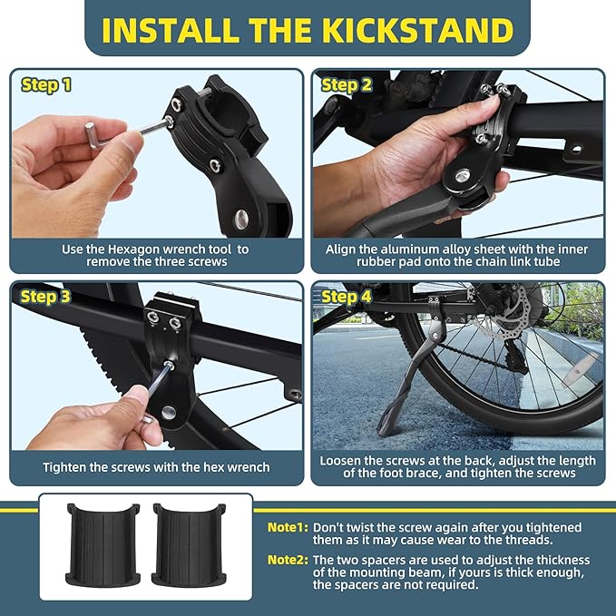Desoto Bike Kickstand Universal, Rear Side Kick Stand with Height Adjustable, High Quality Materials for Mountain Bike Road Bike in 24-29"