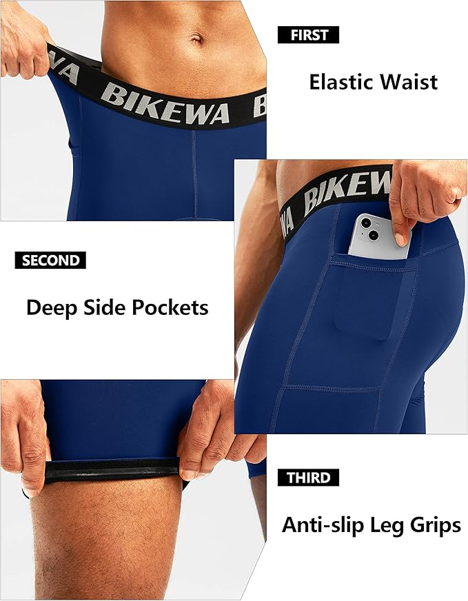 Men's 4D Padded Bike Shorts Cycling Underwear Biking Bicycle Padding Shorts for Men Side Pockets