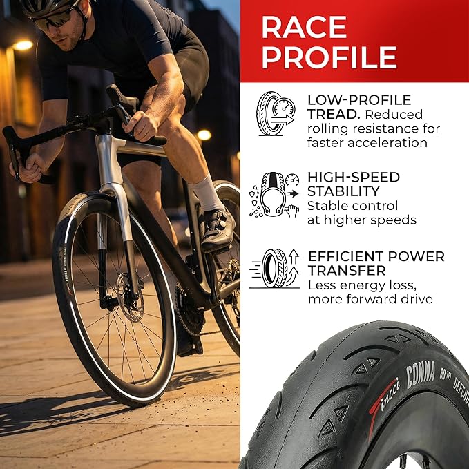 Fincci Conna Pair 700x23c Tires Road Bike 23-622 Foldable Bike Tire 60TPI with 1mm Antipuncture Protection for Cycling Racing Touring - Pack of 2 Bicycle Tires 700 x 23c