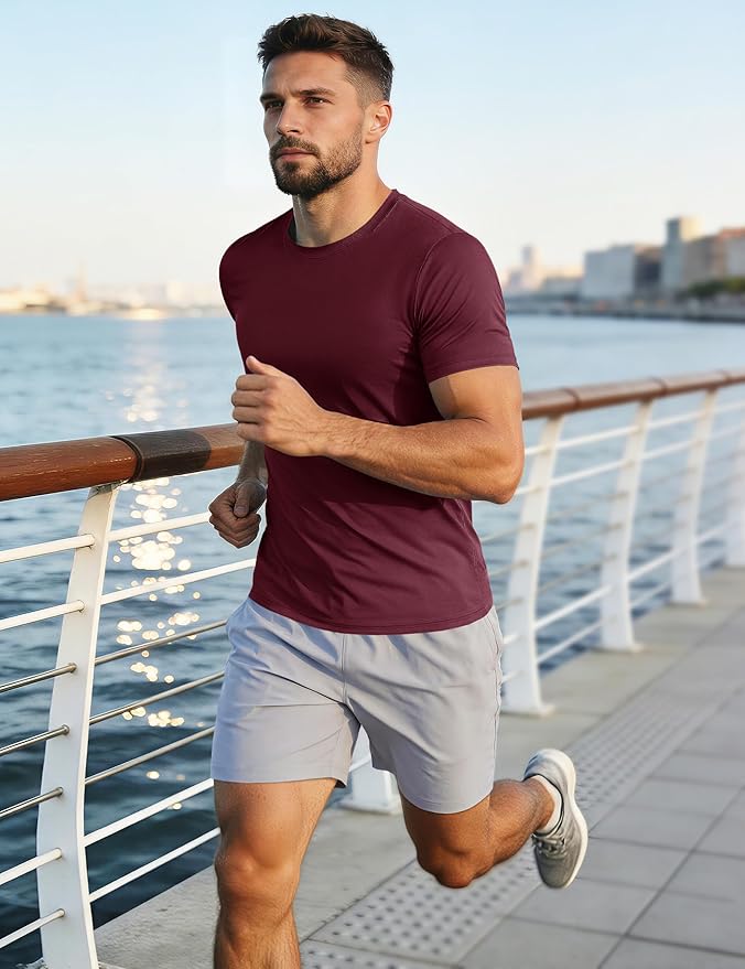MAGCOMSEN Men's Short Sleeve UPF 50+ T-Shirt Quick Dry Workout Athletic Running Swim Tops Tee Rash Guard Performance Shirts