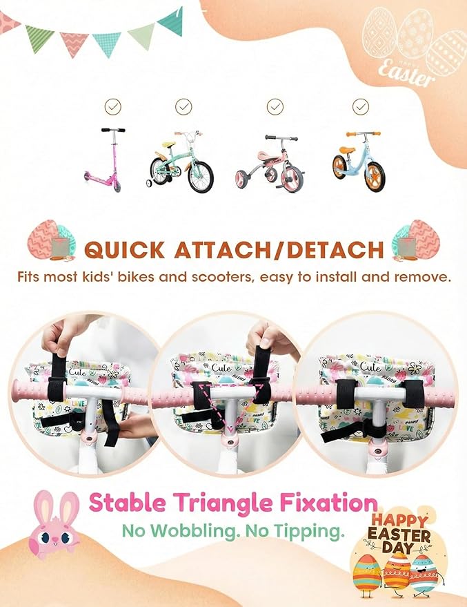ANZOME Bike Basket for Girls, Children's Front Bike Decoration Accessory for Girls & Boys Gift Fits Most Children's Bikes Like Tricycle, Balance Bike, Scooter