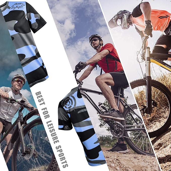 Wisdom Leaves Mens Mountain Bike Jersey Short Sleeve MTB Shirts Moisture-Wicking and Quick-Dry