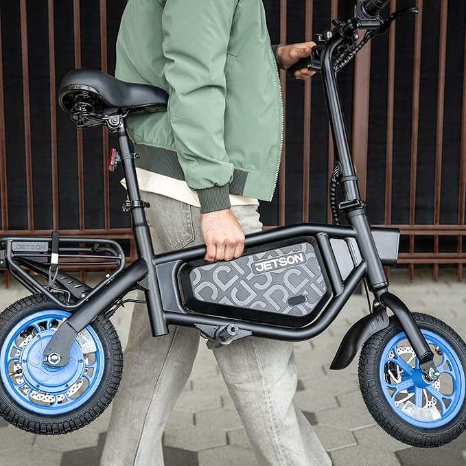 Jetson Bolt Electric Bike, Foot Pegs, Easy-Folding, Built-in Carrying Handle, Twist Throttle, Cruise Control, Up to 15.5 MPH, Range Up to 15 Miles, Ages 13+