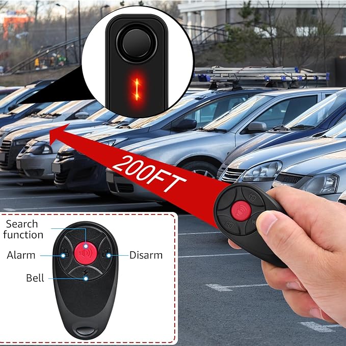 Car Alarm System, 113dB Fake Car Alarm, Motion Alarms for Cars Vehicle Security Alert Automotive Vibration Warning Interior Safety Red LED Light IP66 Waterproof, 4Pcs