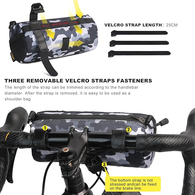 Rhinowalk Bike Handlebar Bag, Bicycle Front Bag Shoulder Bag Storage Bag with Shoulder Strap for Road Mountain Bike Cycling Travel