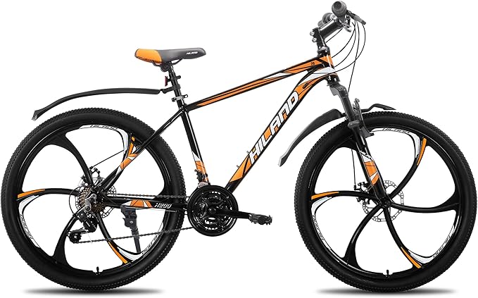 HILAND 26" MTB Mountain Bike for Men Women Adults, 18-Speed, Disc Brake, Lightweight Aluminum Frame, 3/6 Spoke Wheel