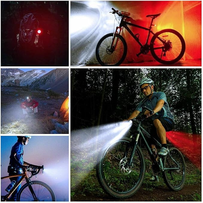 Rechargeable LED Bike Light Sets, Super Bright Front Headlights and Rear LED Bicycle Lights, 650mah Lithium Batteries