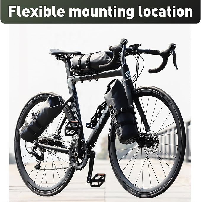 2 Pack Front Fork Bags, Mountain/Road Bike Waterproof Roll Top Design, 5L Capacity, Sporty Casual Style