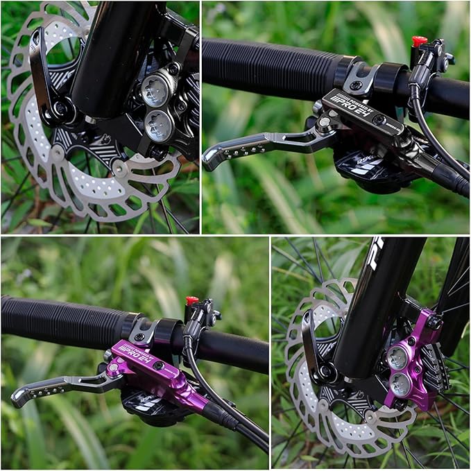 MEROCA IIIPRO E4 Hydraulic Disc Brake Set - 4-Piston MTB Brakes, 641N Braking Force, TUV Certified, Lightweight 475g, for Mountain/E-Bike/Folding Bicycles