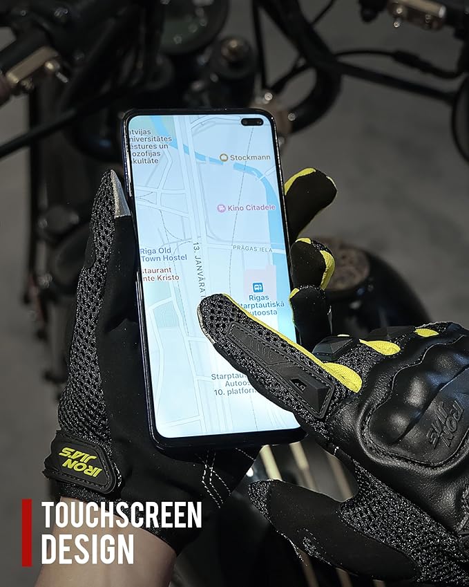 IRON JIA'S Motorcycle Gloves for Men and Women - Motorbike Powersports Racing Gloves with Hard Knuckle Touchscreen for BMX ATV MTB Riding (Green XL)