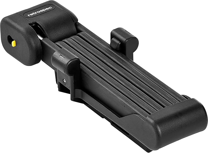 Retrospec Fortitude Folding Bike Lock - Heavy Duty Anti-Theft, 5mm Coated Steel Cut Resistant Bars, Disc Cylinder Pick Resistant Lock with 2 Rust Resistant Keys and Lock Carrier,Matte Black